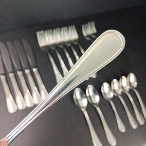 Oneida Stainless Steel Flatware Set 19pcs New Rim, Barcelona, 56-11, 24-13 READ